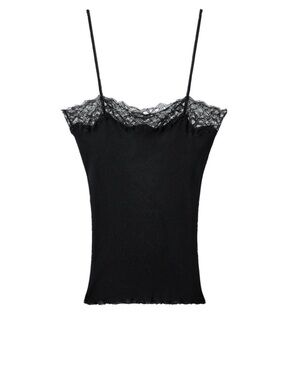 ZARA Black Pleated Crew-Neck Sweater with Ruffle Detail